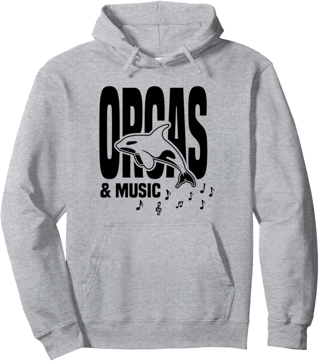 Orcas und Musiknoten Meerestierschlüssel Klavier Pullover Hoodie