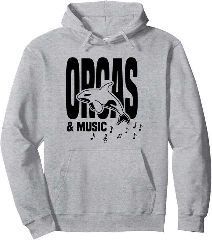 Orcas und Musiknoten Meerestierschlüssel Klavier Pullover Hoodie
