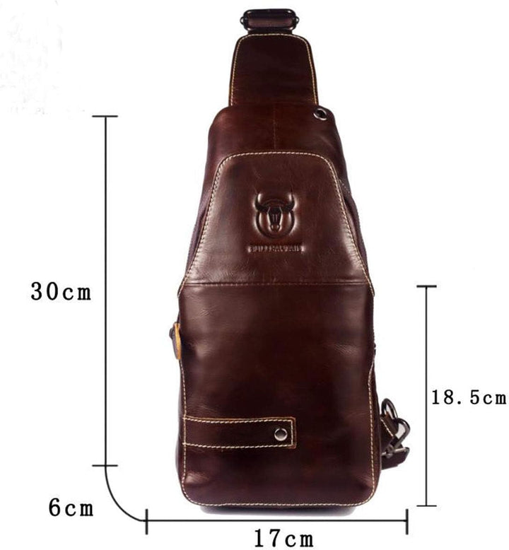 BULLCAPTAIN Herren Tasche Leder Sling Bag Schulter Rucksack Schultertasche Brusttasche Wasserresiste