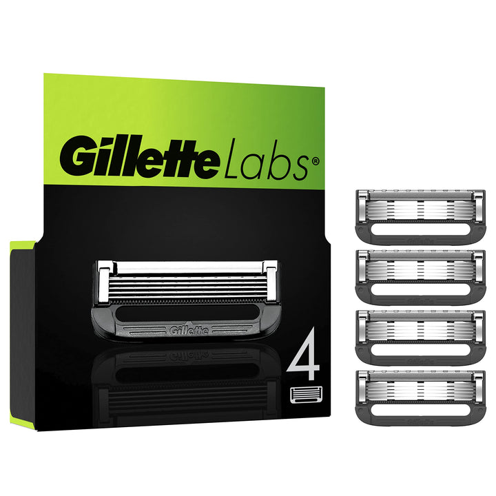 Gillette Labs Rasierklingen, 4 Ersatzklingen, für Gillette Labs Nassrasierer Herren mit Reinigungs-E