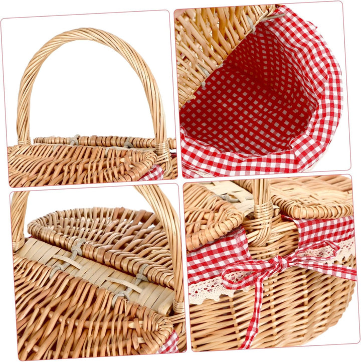 Garneck Picknickkorb Aus Rattan Kleiner Weidenkorb Rotkäppchen-picknickkorb Weidenkorb Mit Griff Ost