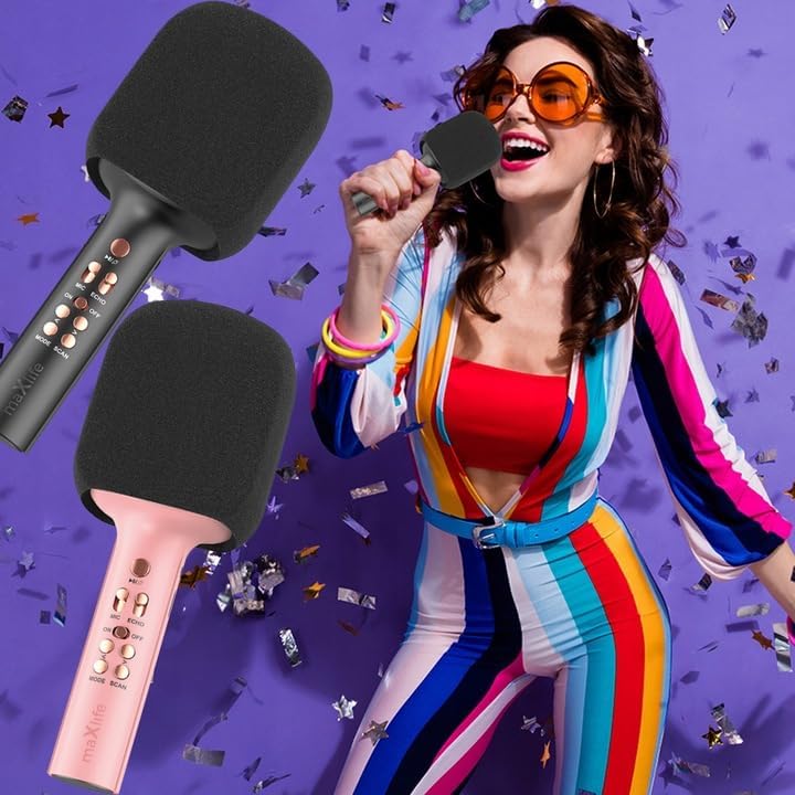 FOREVER MaxLife Bluetooth-Mikrofon mit Lautsprecher MXBM-600 Rosa Kabellos Lautsprecher mit Microfon