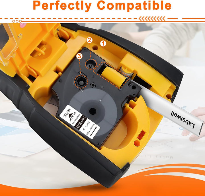Labelwell Kompatible Schriftband für Dynmo Rhino 18057 S0718330 Industrie Schrumpfschlauch-Kabeletik
