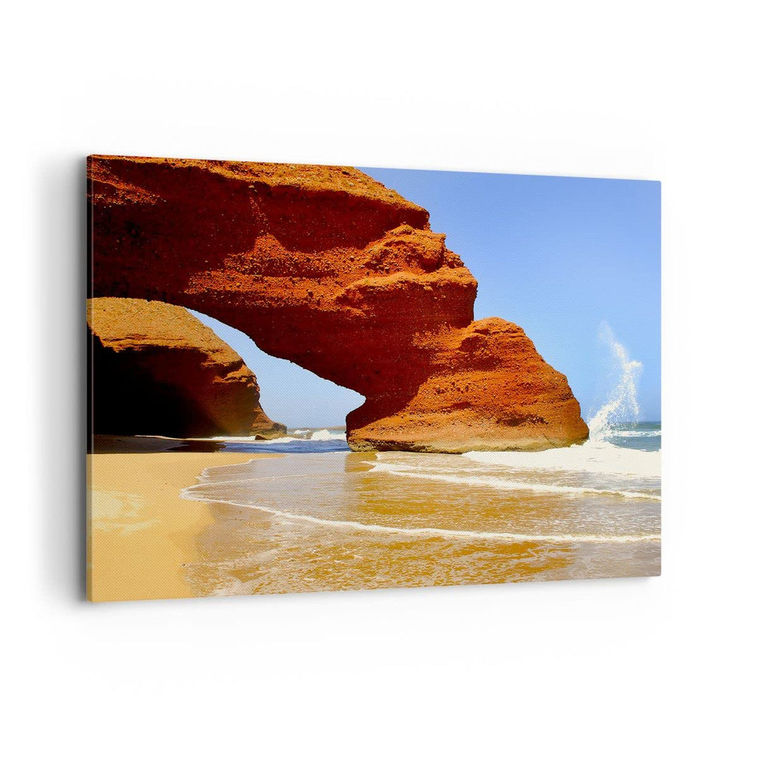 Bilder auf Leinwand 100x70cm Leinwandbild Felsen Sandstein Ozean Natur Gross Wanddeko Bild Schlafzim