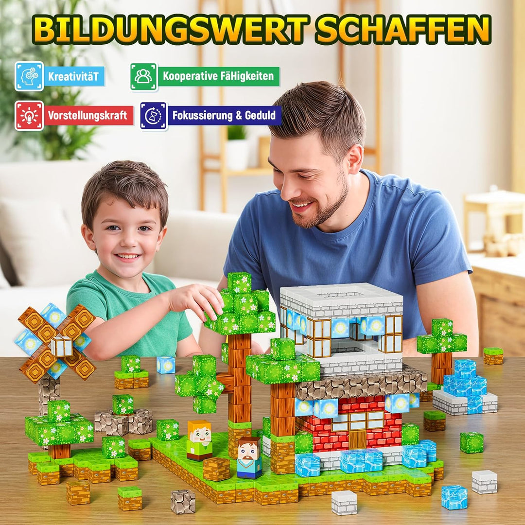 Magnetische Bausteine 150 Teile, Baue Magnetisches Bauwelt Magnetblöcke Fliesen Kinder Spielzeug Ges