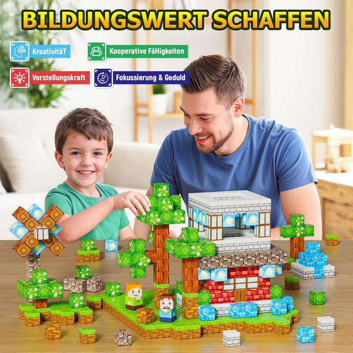 Magnetische Bausteine 150 Teile, Baue Magnetisches Bauwelt Magnetblöcke Fliesen Kinder Spielzeug Ges