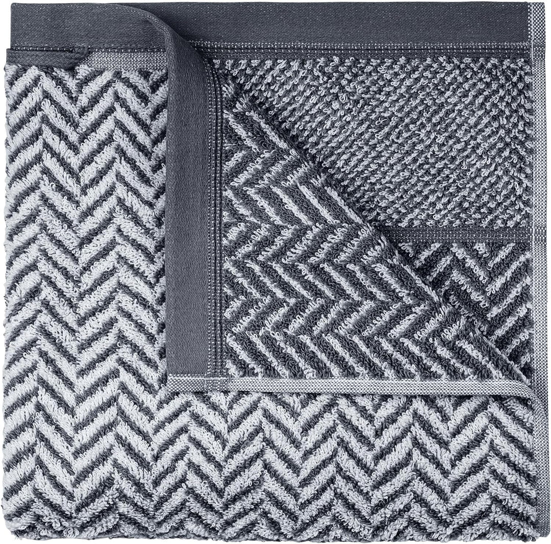 herzbach home Duschtuch 2er Set 100% Baumwolle 70x140 cm Gemustert, anthrazit 2 Duschtücher 70x140 c