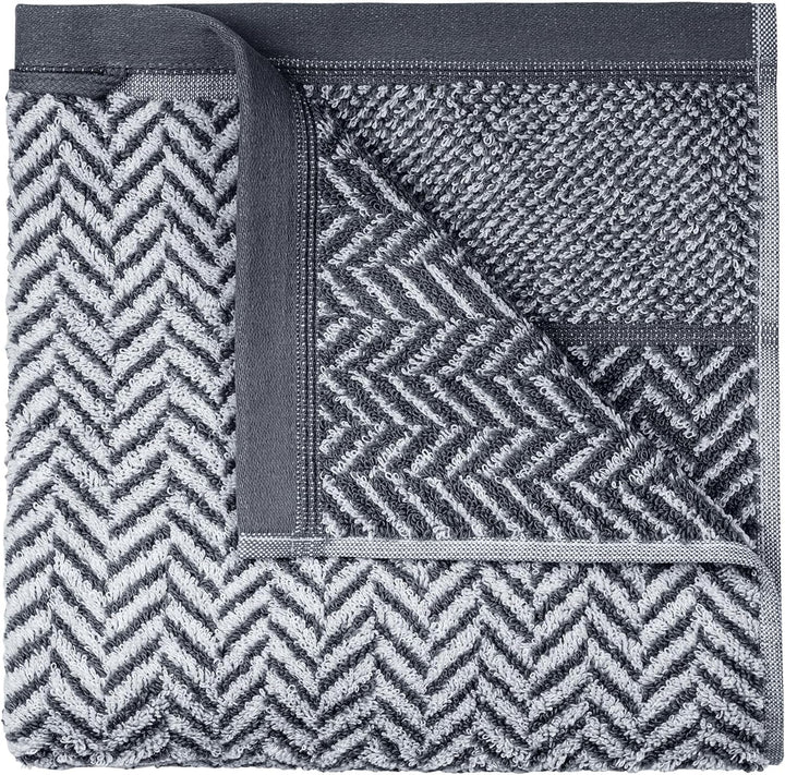 herzbach home Duschtuch 2er Set 100% Baumwolle 70x140 cm Gemustert, anthrazit 2 Duschtücher 70x140 c