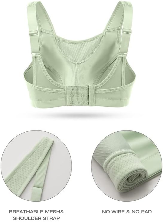 Wingslove Damen Sport BH ohne Bügel Nicht Gepolstert High Impact Bustier Halt Joggen BH 75C Grün, 75