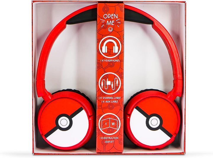 OTL Technologies PK1000 Pokemon Poke Ball Kinder-Kopfhörer, kabellos, Rot