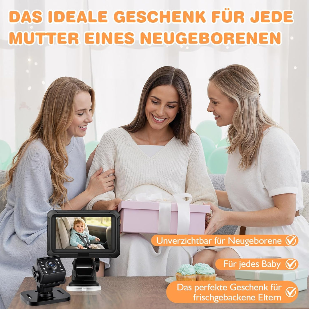 Zacro Baby Kamera Auto, Spiegel Auto Baby Rückbank 1080P, USB-C Plug-and-Play, Baby Autospiege mit H
