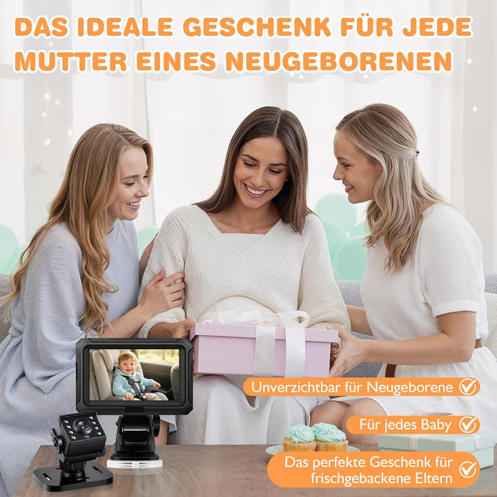 Zacro Baby Kamera Auto, Spiegel Auto Baby Rückbank 1080P, USB-C Plug-and-Play, Baby Autospiege mit H