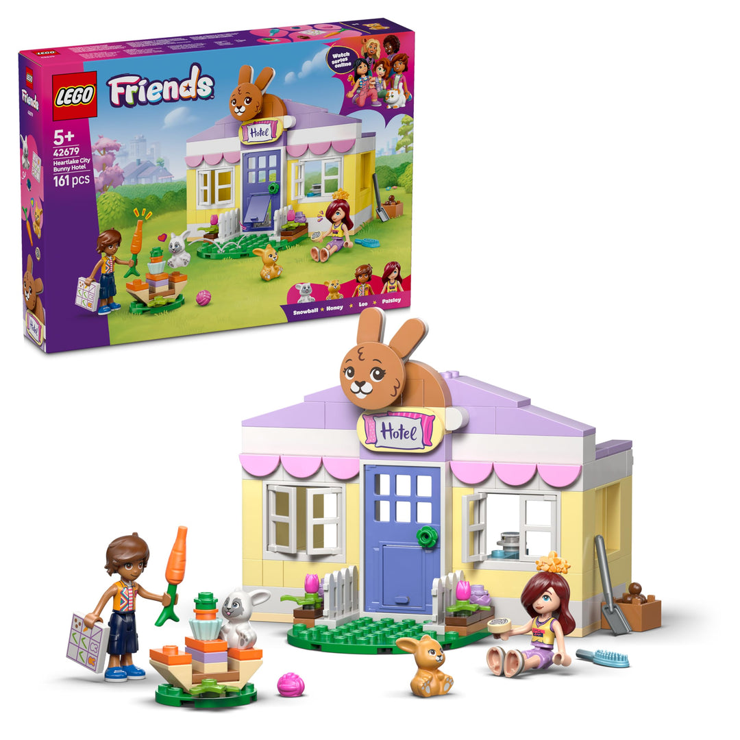 LEGO Friends Heartlake City Hasenhotel - Haus-Spielset mit 2 Mini Puppen, 2 Tierfiguren &amp; Tierpflege