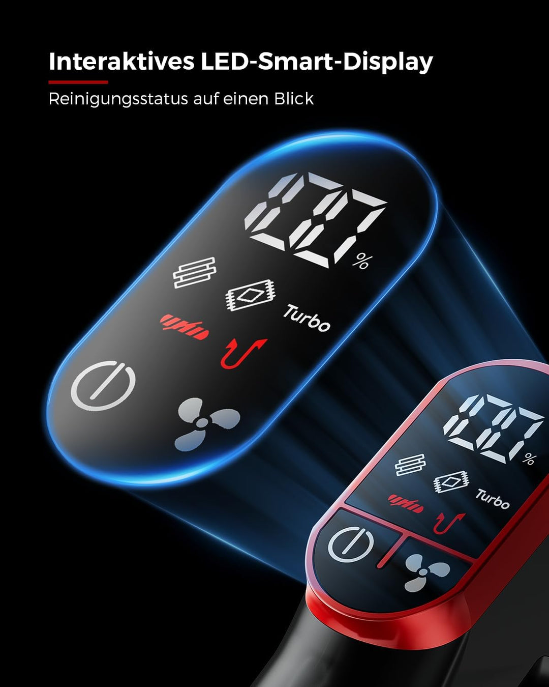 VACTechPro 55KPa/600W Akku Staubsauger, Staubsauger Kabellos mit 1,6-Liter-Staubbehälter, 8-Schicht-
