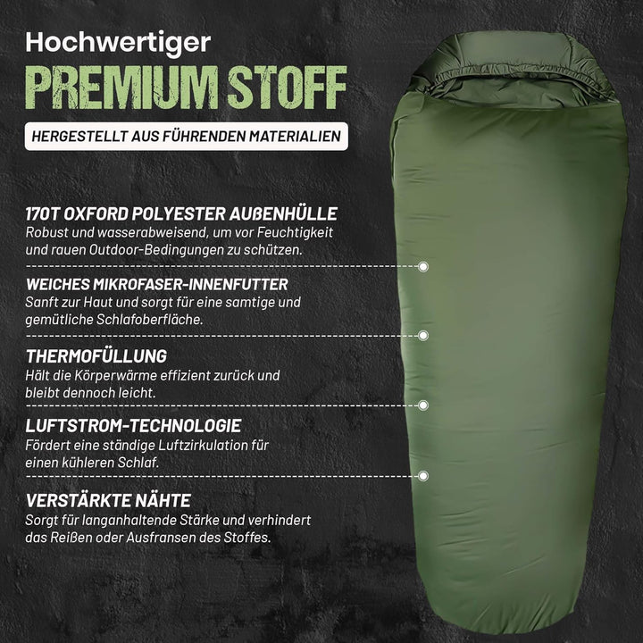 Mumien-Schlafsack Thermo 3-Jahreszeiten High-Tech Mikrofaser Schlafsack bis -13°C; Leicht, Kompakt,