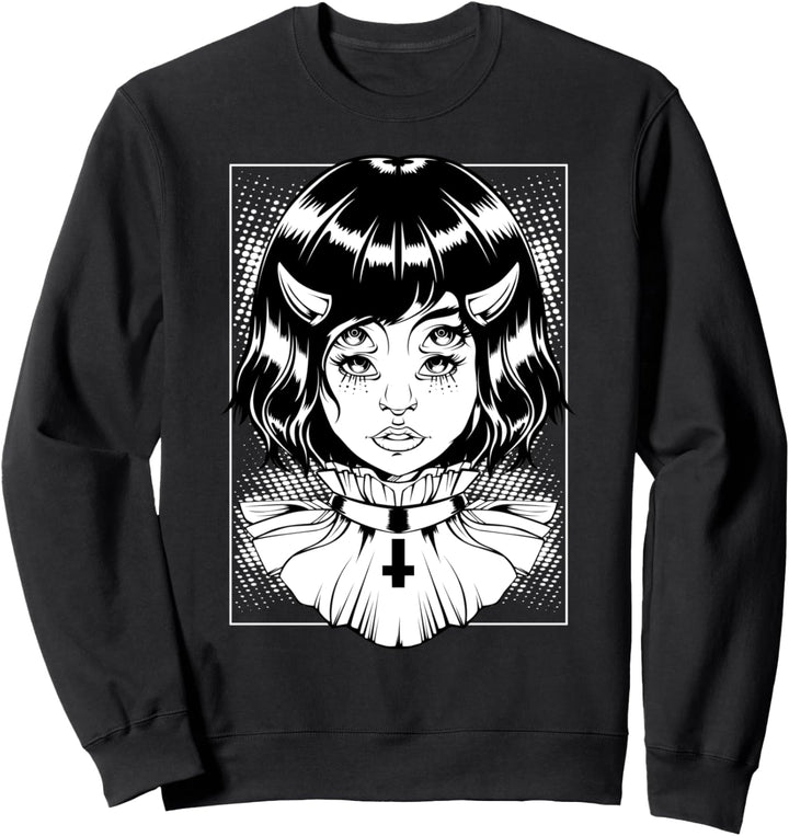 Gehörntes Teufel Mädchen Satanic Horn Goth Satanic Wicca Sweatshirt