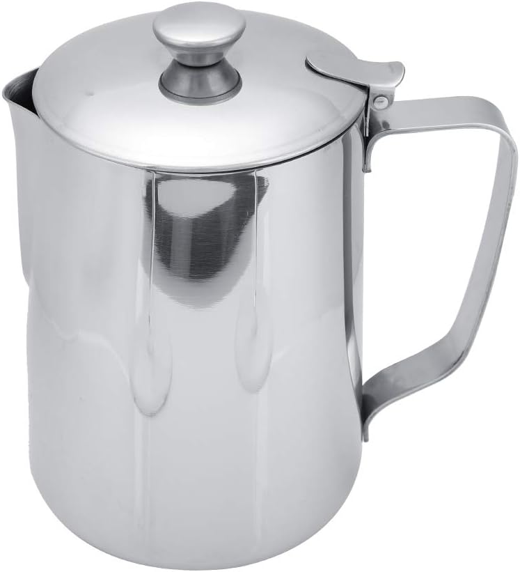 MAGT Milchkännchen mit Deckel, Edelstahl Milchkanne 1000ml Milchschaumkännchen Kaffeetasse Milchbehä