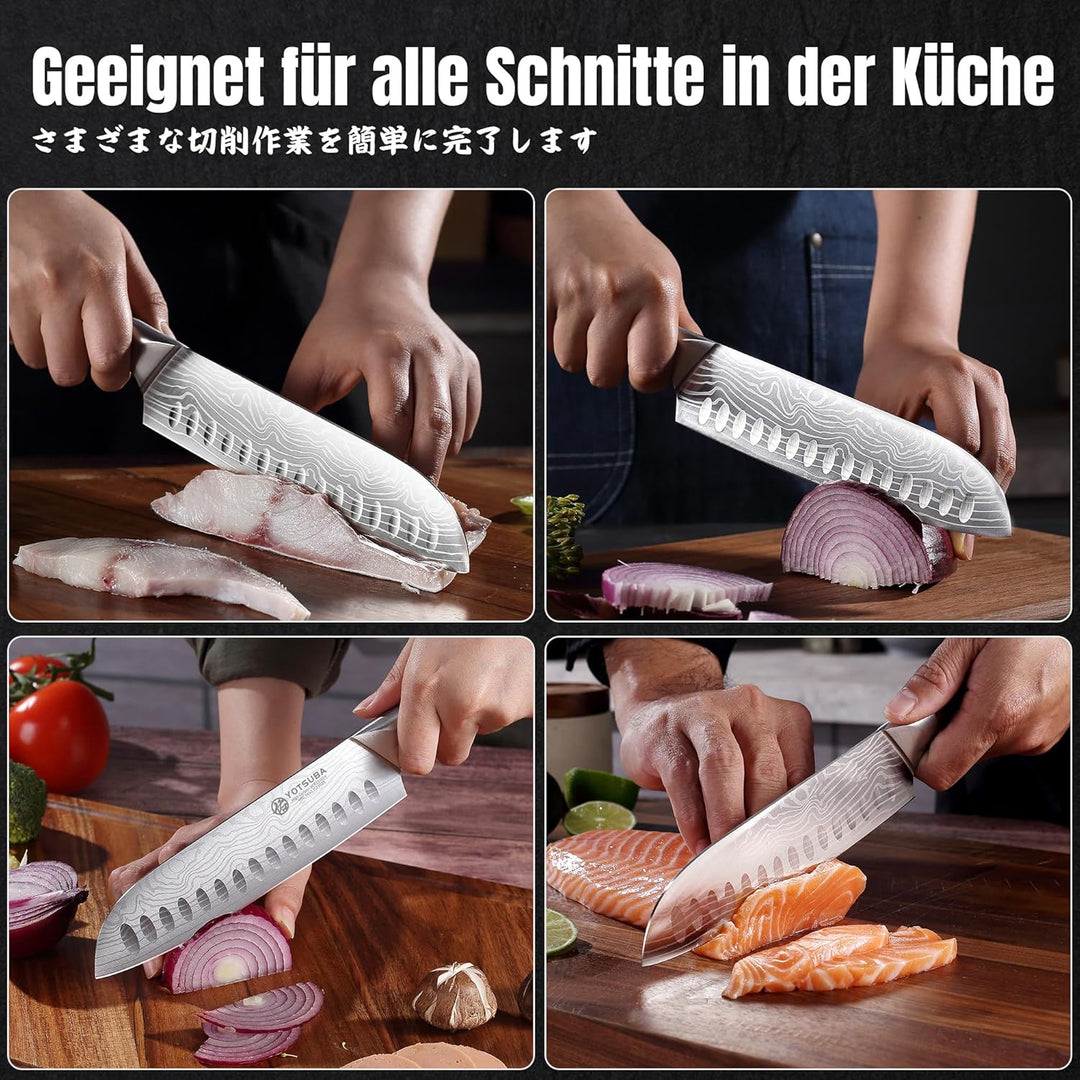 YOTSUBA Santokumesser, 7-Zoll-Küchenmesser, japanisches Messer High Carbon Edelstahl, Ultra Sharp zu