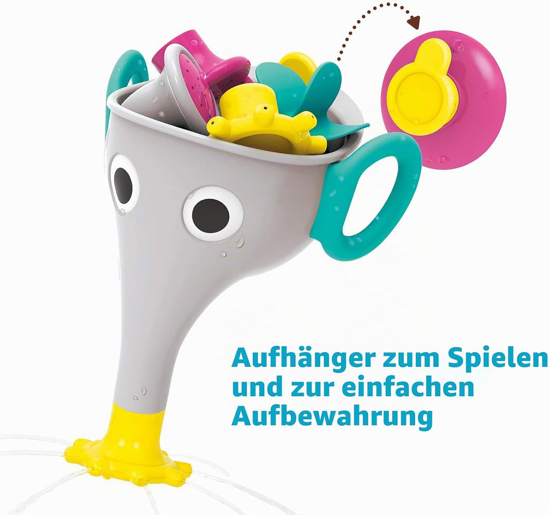 Yookidoo FunEleFun Fill ’N’ Sprinkle Badespielzeug – Elefantenrüssel-Trichter mit 3 austauschbaren A