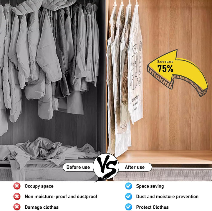5 Stück Vakuumbeutel für Kleidung, 110x70cm Vakuumierbeutel kleidung, Vacuum Bags for Clothing Mit K