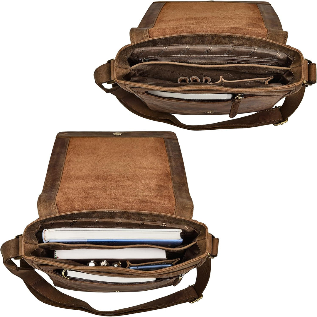 STILORD Ottavio Mittelgrosse Umhängetasche Herren Leder Hochformat Messenger Bag 13,3 Zoll Laptoptas