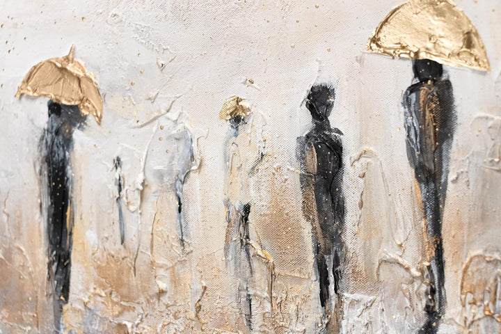YS-Art XXL Abstrakt Acryl Gemälde auf Leinwand mit Rahmen Sommerregen handgemalte Wandbilder Wohnzim