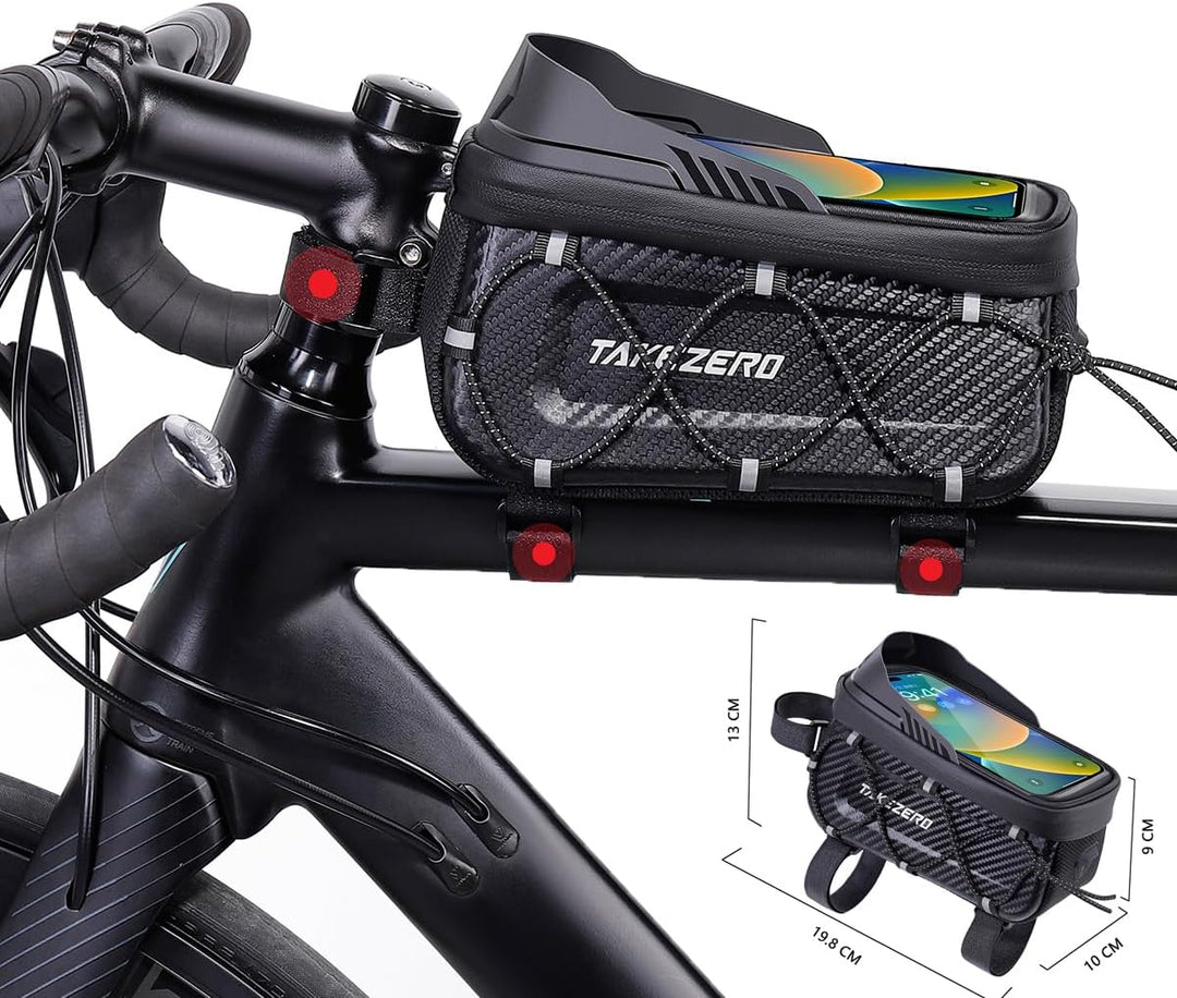 Fahrrad Rahmentasche Wasserdicht, 3D Eva Hartschale Oberrohrtasche, Handytasche mit Touchscreen für