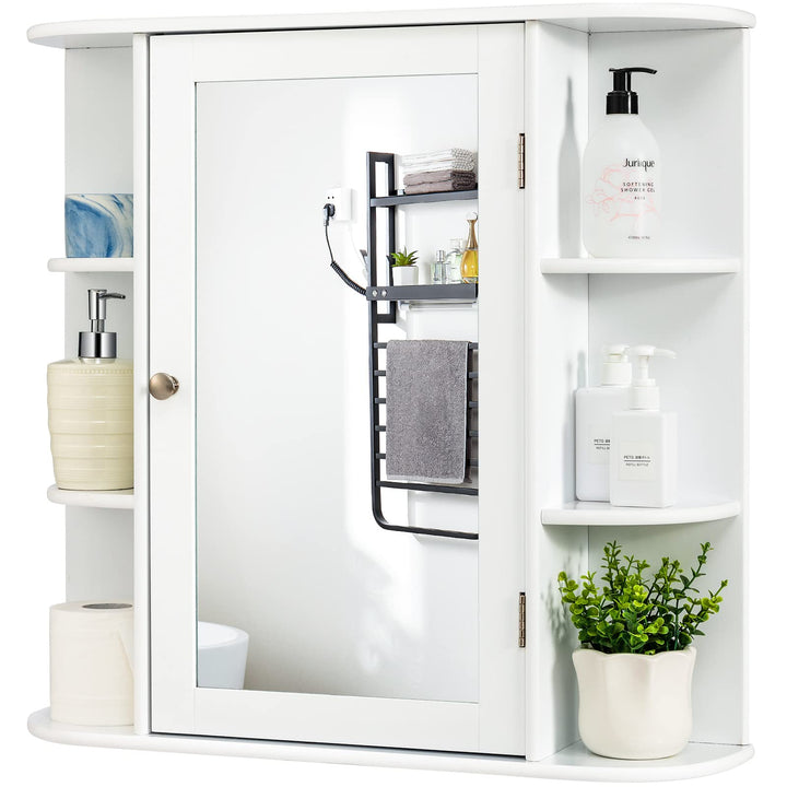 COSTWAY Spiegelschrank Badezimmer, Badezimmerspiegel mit Ablagen, Badezimmerspiegelschrank weiss, Wa