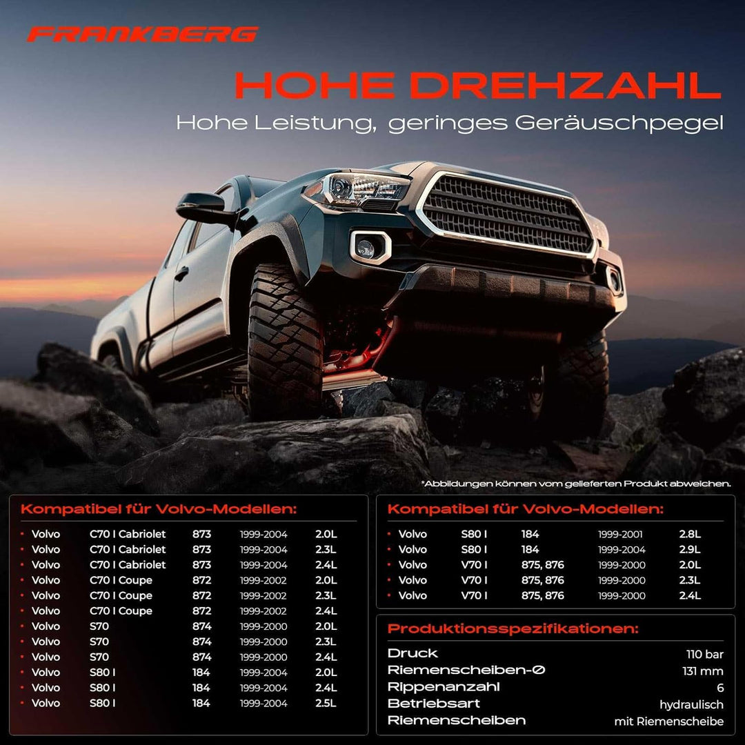 Frankberg Servopumpe Hydraulisch Lenkung mit Riemenscheibe Kompatibel mit C70 I 2.0L-2.5L 1997-2004