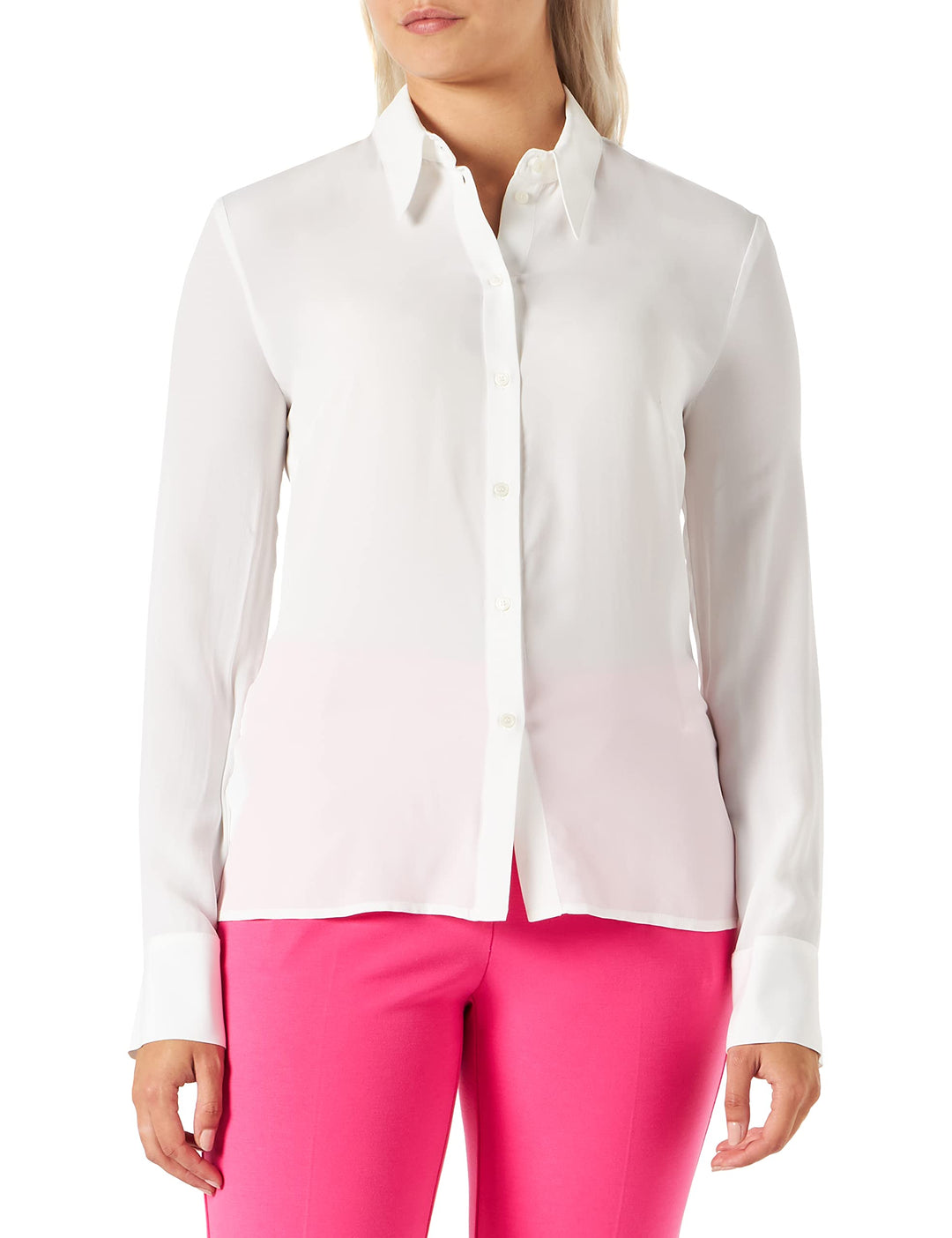 Pinko Damen Claudie Camicia Crepe De Chine Bluse 46N Z05_bianco-biancaneve, 46N Z05_bianco-biancanev