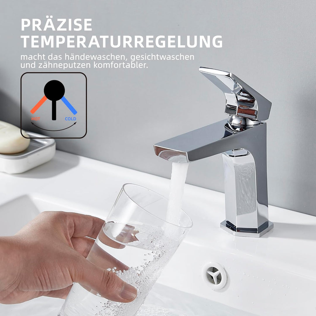 BELZ Wasserhahn Bad, Einhandmischer Waschtischarmatur, Armatur Badezimmer, Mischbatterie Waschbecken