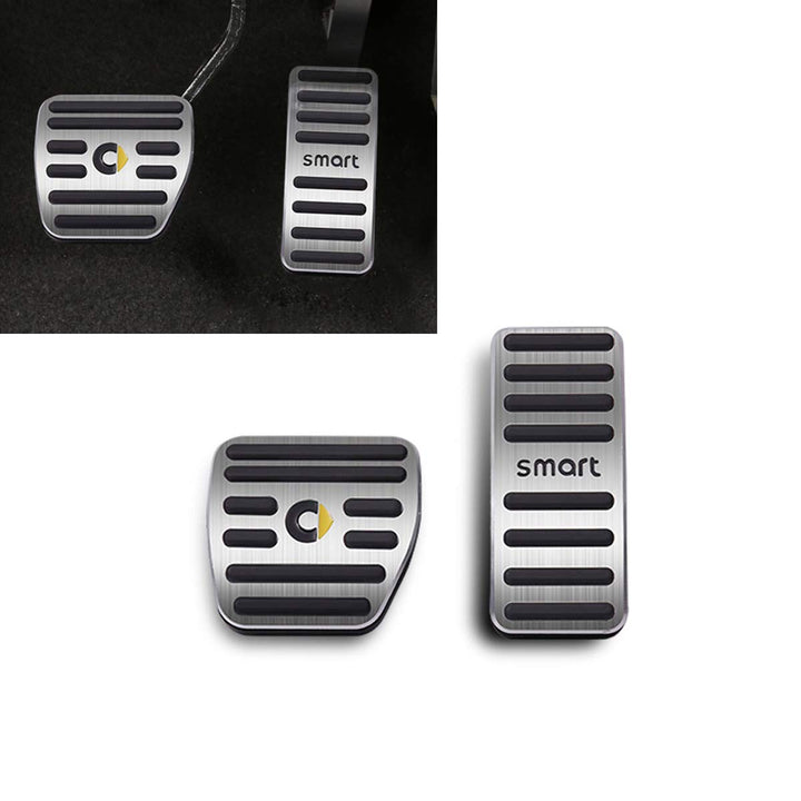 SHIFENG Für Smart 453 Fortwo Forfour Gaspedal Bremspedal Abdeckung Zubehör (Silber, Smart-Logo)