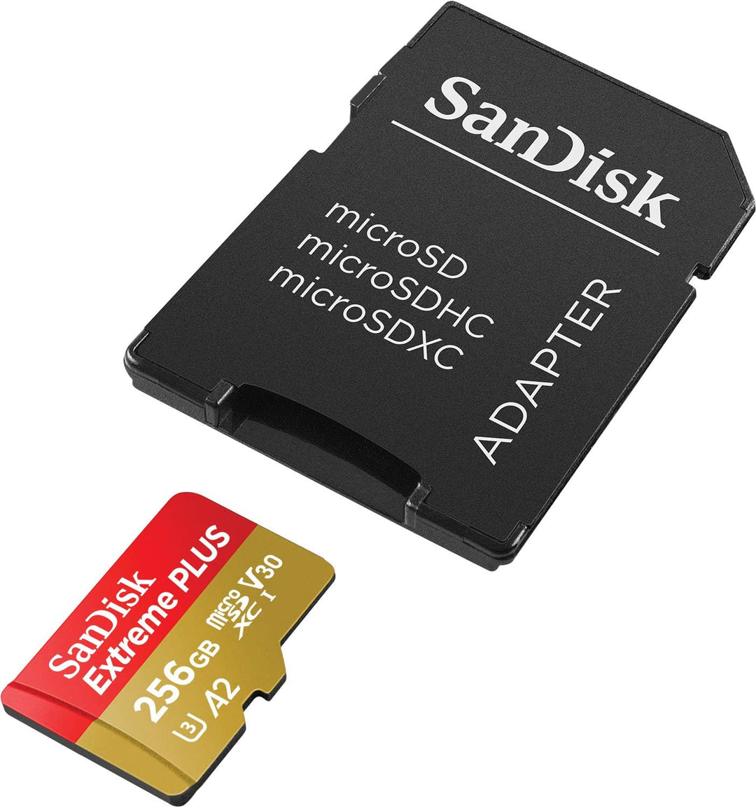 SanDisk Extreme PLUS 256 GB microSDXC Memory Card + SD Adapter with A2 App Performance up to 170 MB/