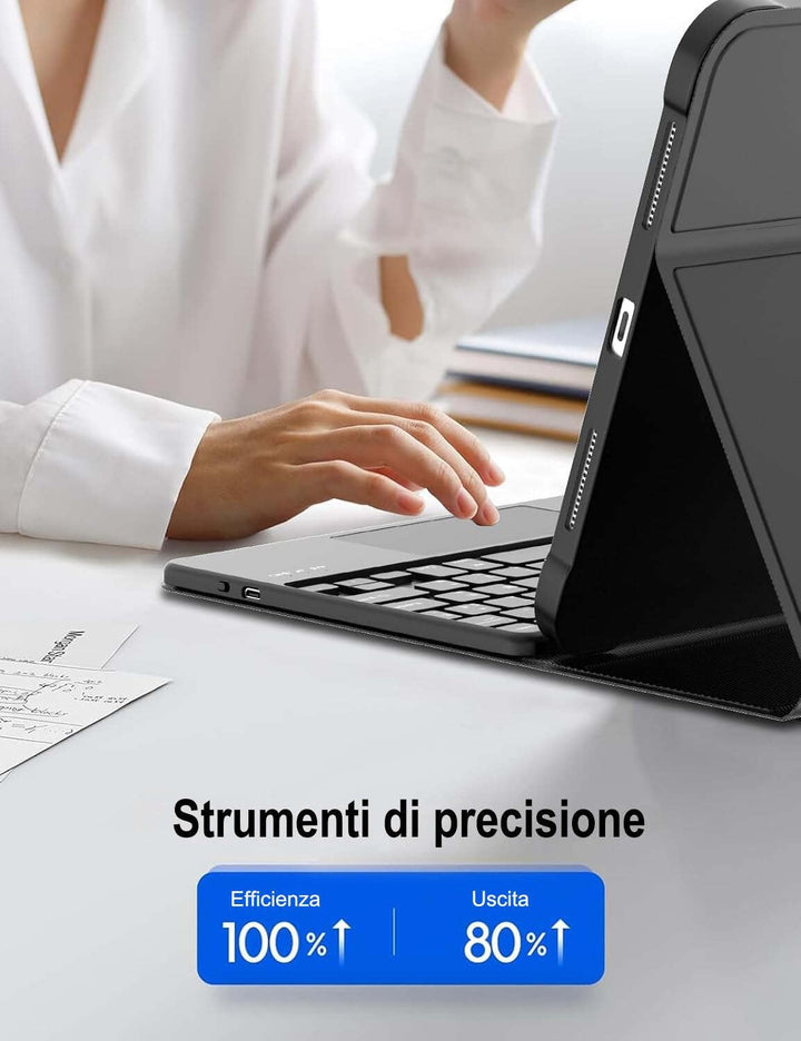 Tastatur für iPad Air 11 M3 2025/M2 2024, Tastatur mit italienischer Hintergrundbeleuchtung, Bluetoo