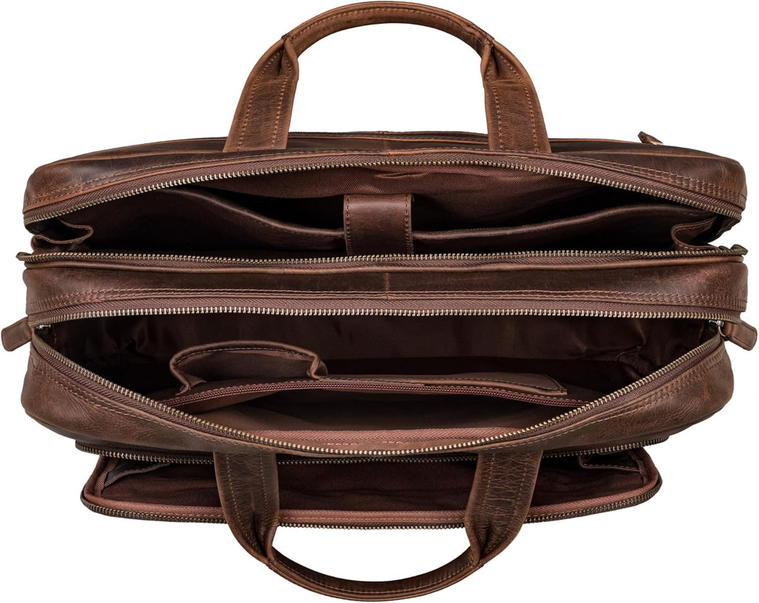 STILORD Jaron Vintage Ledertasche Leder Herren Damen 15,6 Zoll Laptoptasche Umhängetasche gross Akte
