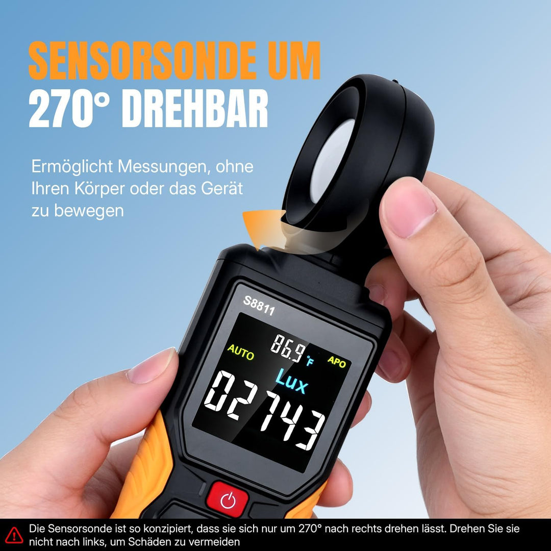 Mcbazel Digitales Luxmeter, Hochpräziser Belichtungsmesser Tragbare Photometer 200.000 Lux/FC mit 27