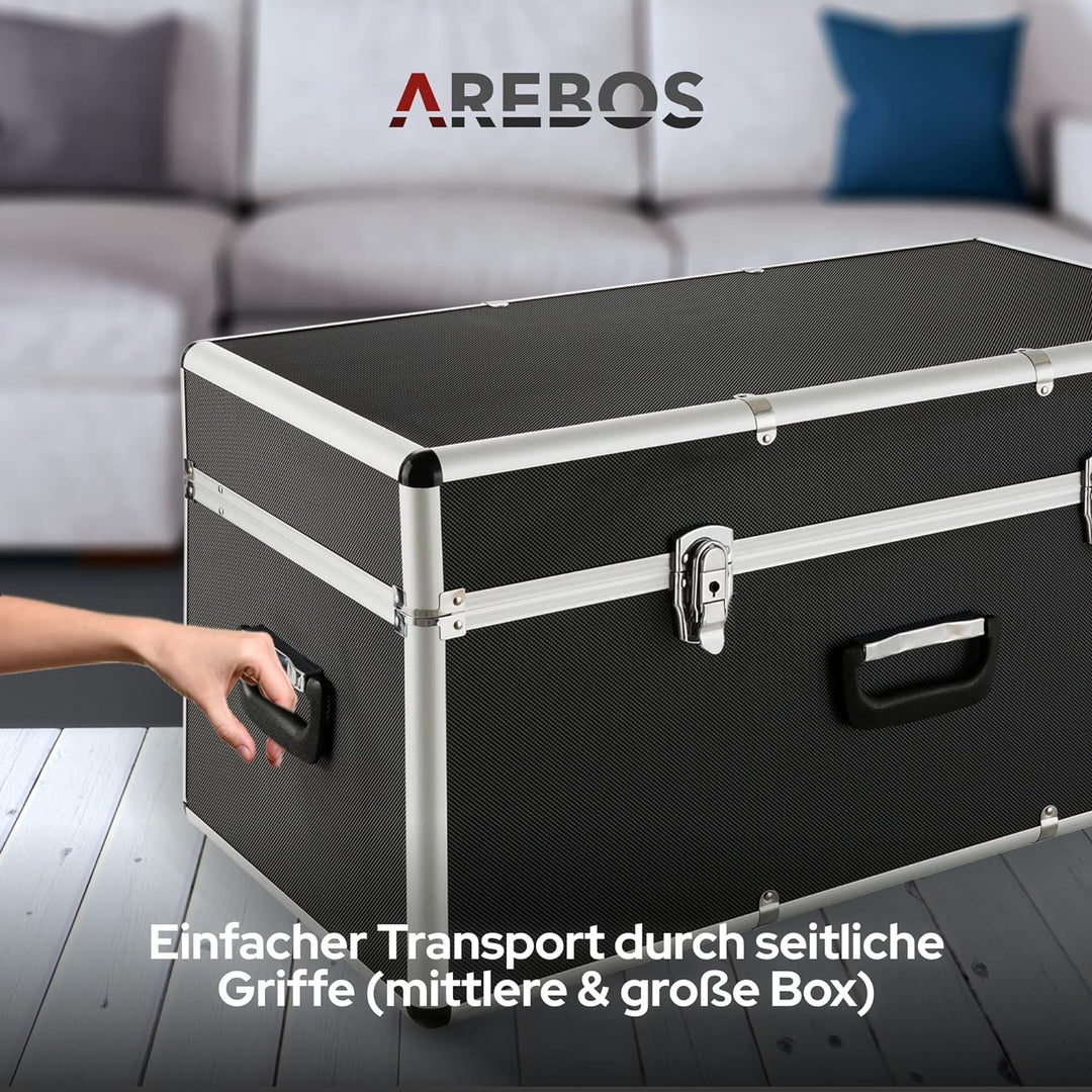 Arebos 3er Set Transportkoffer | Aluminium | 200 L Gesamtvolumen | abschliessbar | inkl. Tragegriffe