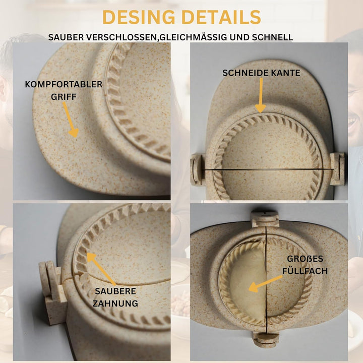 Bergduft Dumpling Maker Set 7-teilig – Teigtaschenformer & Ravioli Former aus Kunststoff mit Edelsta