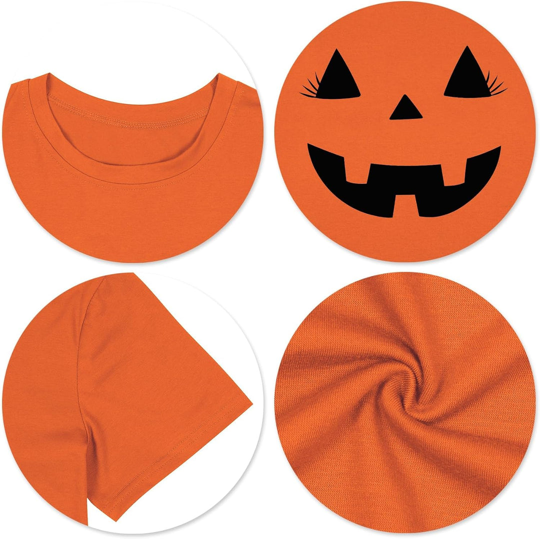 Damen Halloween KüRbisgesicht T-Shirt Frauen KüRbis Shirt Herbst Karneval Shirts S Orange3, S Orange