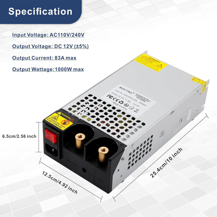 Schaltnetzteil 12V 83A 1000W Netzteil Transformator Power Supply Trafo 230v auf 12v Netzteil SMPS fü