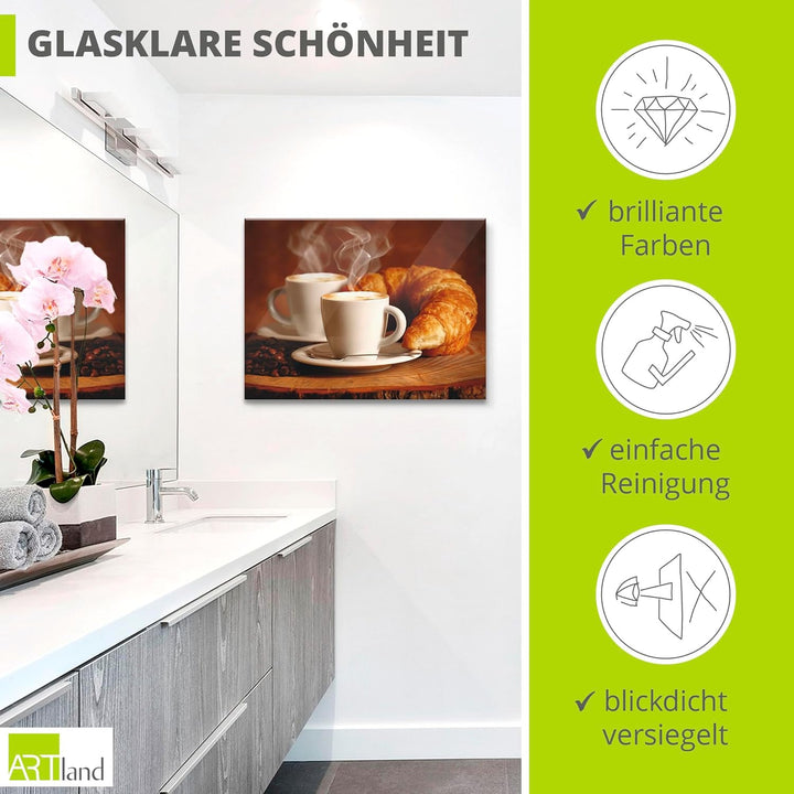 ARTland Qualitätsbilder I Wanddeko Glasbilder Glas Bilder 100 x 50 cm Ernährung Genuss Getränke Kaff