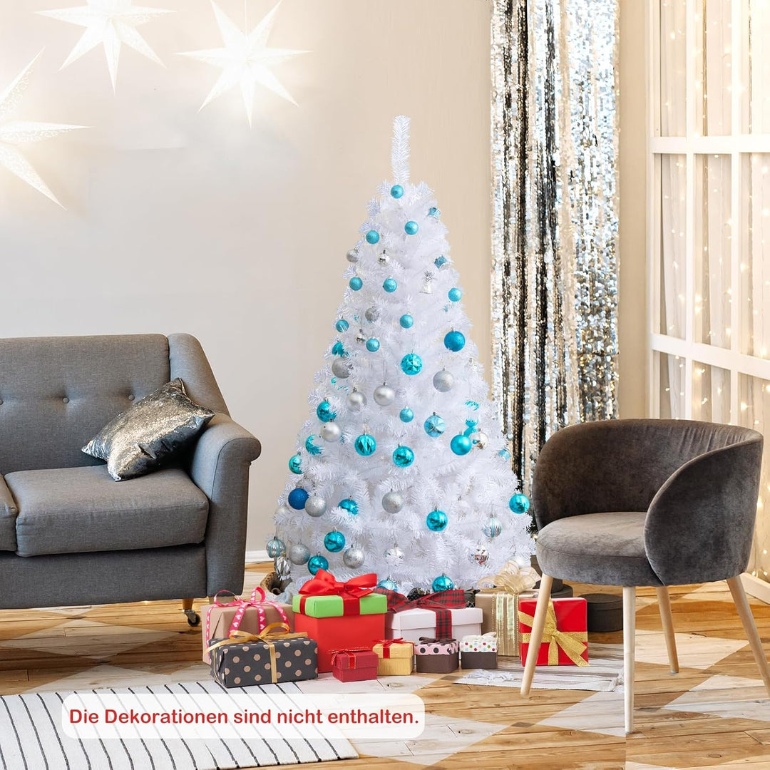 GOPLUS 150/180/210/240cm Weihnachtsbaum Weiss, Festliche Weihnachtdekoration für Zuhause, Weisser Ta