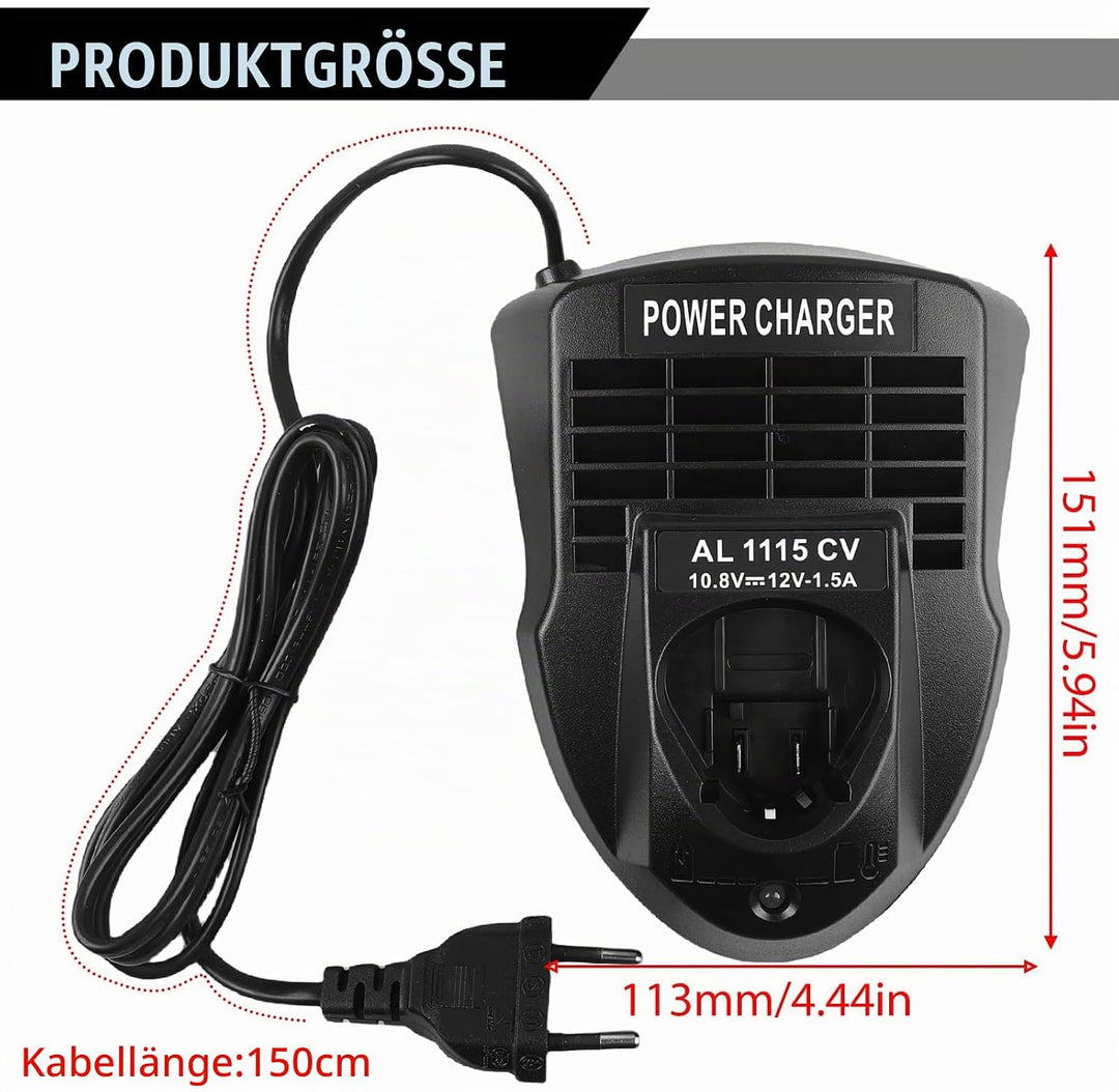 12V Akku Ladegerät für Bosch, Li-ion Ladegerät für Bosch Professional, AL1115CV Akkus Schnellladeger