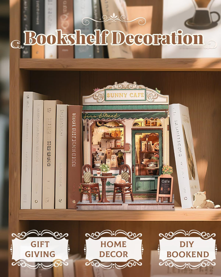 CUTEBEE Book Nook Kit – DIY Puppenhaus Häuser, Miniatur Haus Selber Bauen Bausatz für Erwachsene, 3D
