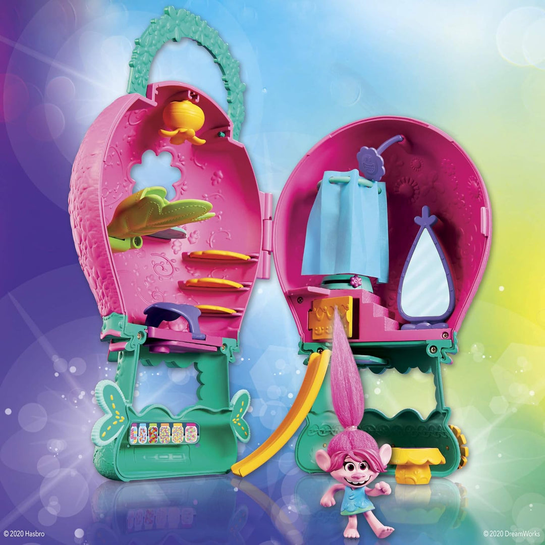 DreamWorks Trolls World Tour Tour Ballon, Spielset mit Poppy Puppe, mit Aufbewahrung und Griff für u