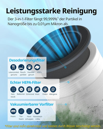 Coway Airmega 100 Energieeffizienz Luftreiniger Allergiker, langlebiger HEPA Luftfilter, superleiser