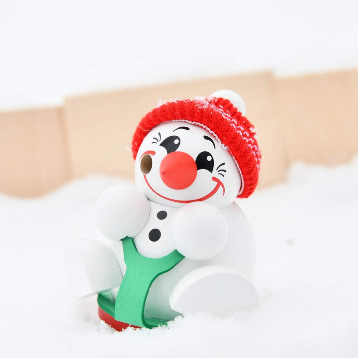 Seiffener Volkskunst | Deko Räuchermännchen | Cool-Man Räuchermann 9 cm | Schneemann | Original Erzg