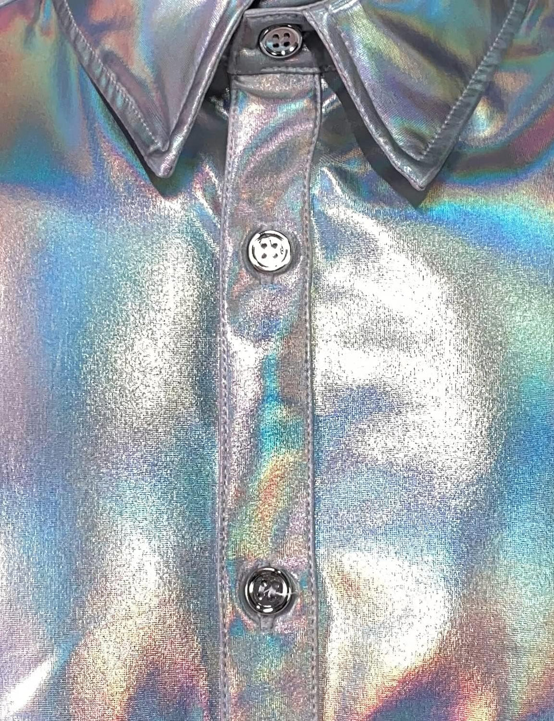 JOGAL Herren Metallic Glänzend Bronzing Nachtklub Party Hemd Silber Schimmern L, Silber Schimmern L
