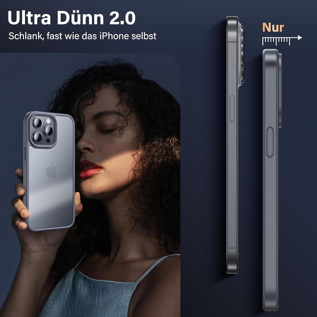 UniqueMe 5-in-1-Set für iPhone 15 Pro Hülle, [Nie Vergilbung] Handyhülle für iPhone 15 Pro Case Rund