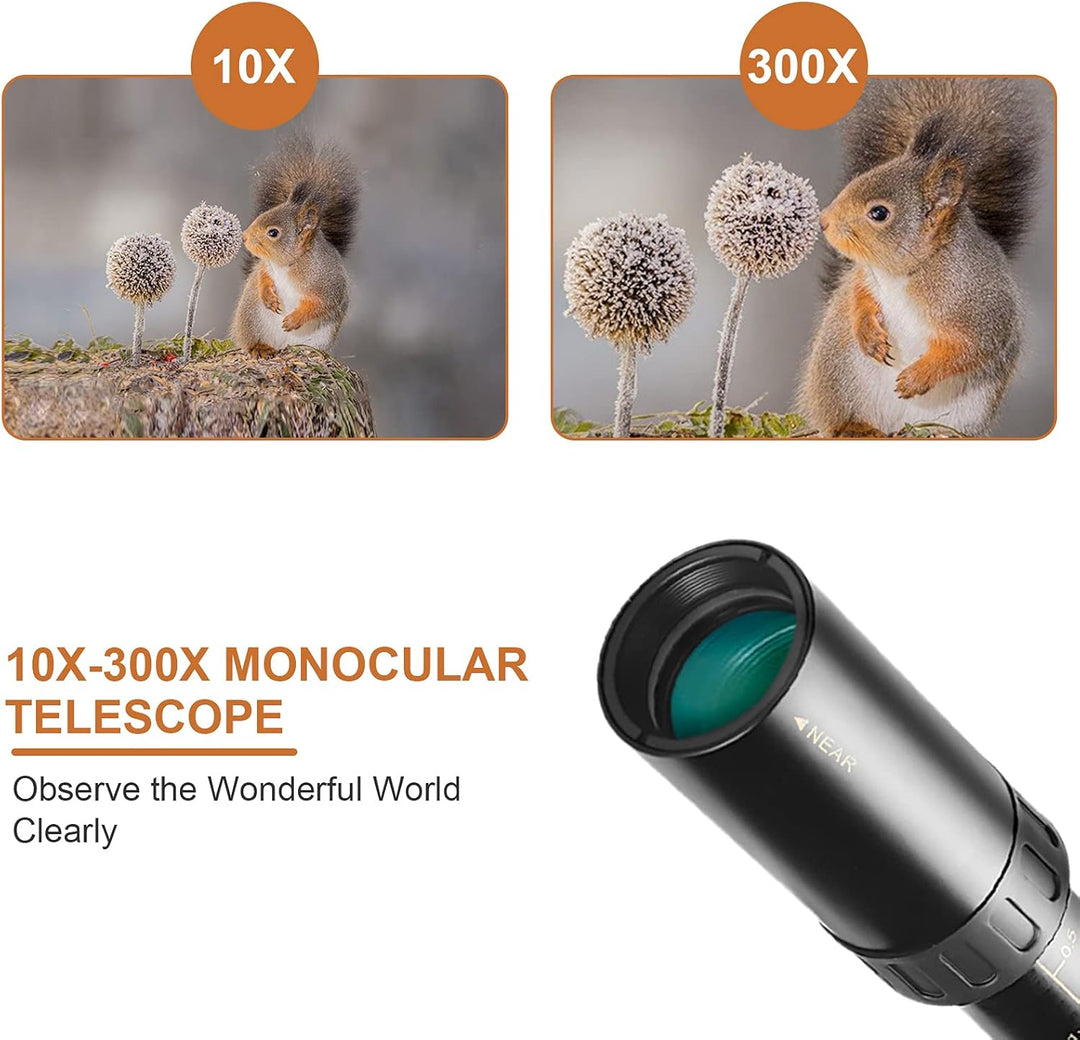 Andoer 10X-300X Mini Monokular Teleskop BAK4 Prismen Leben Wasserdicht mit Telefonhalterung Mini Sta